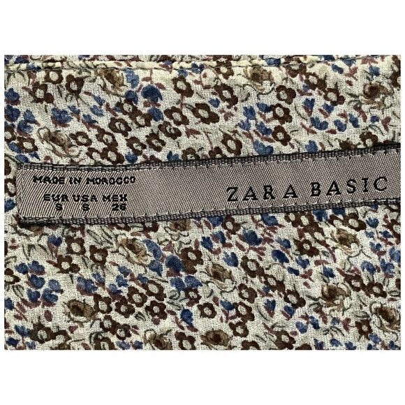 ZARA Blouse Gray Paisley Print Boho Peasant Top Mixed Media Print Women's Size S - Picture 3 of 7